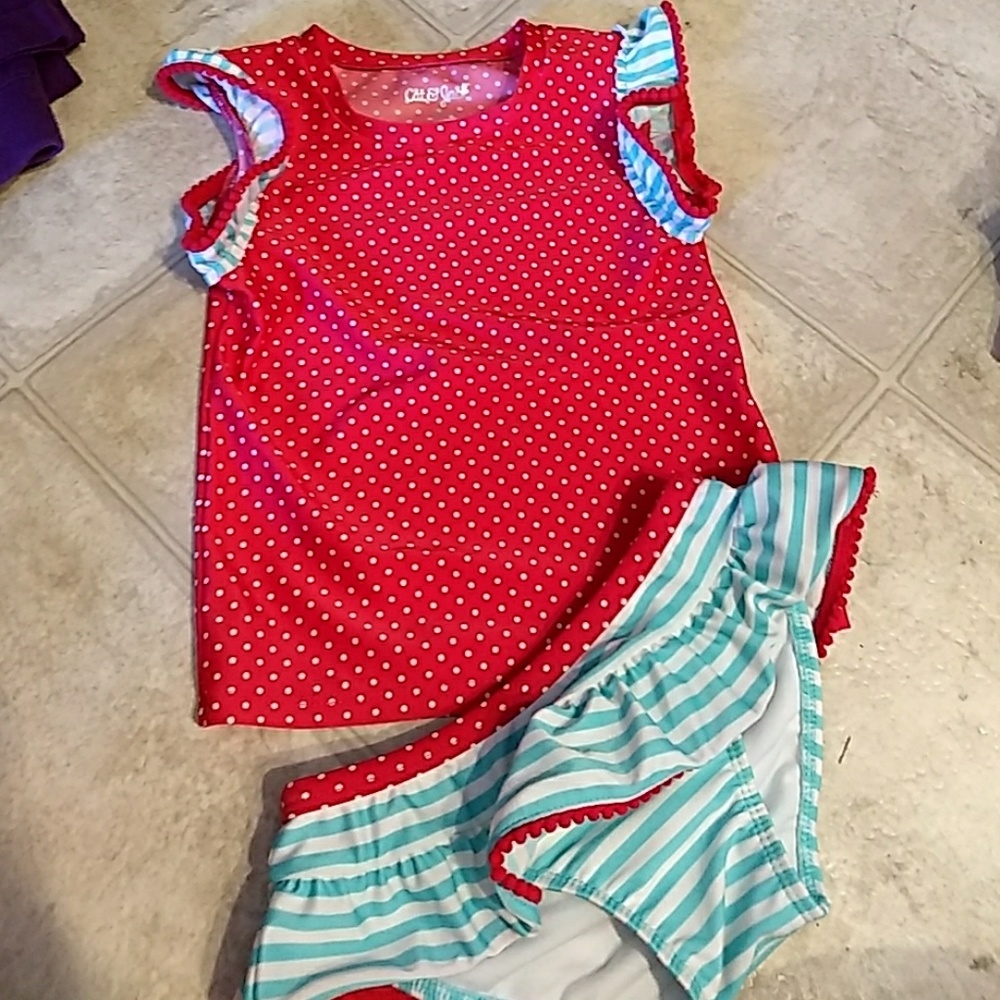 Red and Mint Rashguard Swim